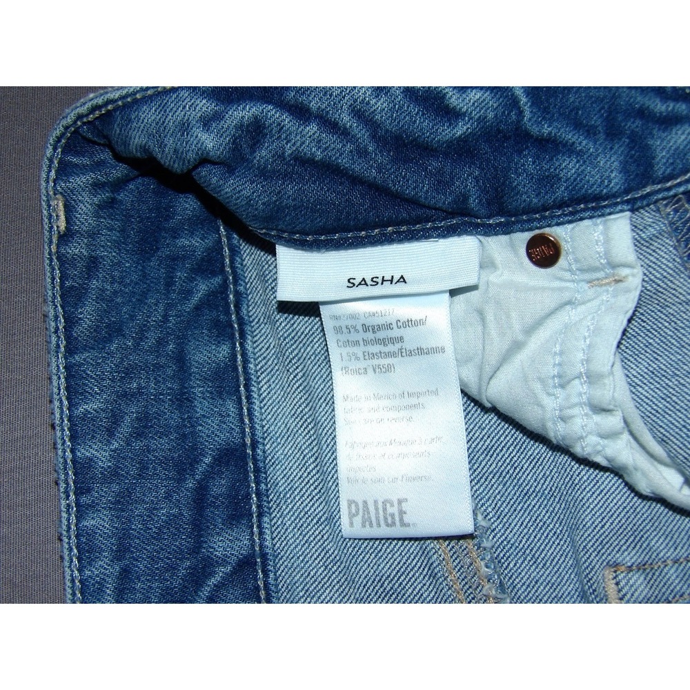 PAIGE Medium Wash Stretch SASHA Wide Leg High Rise Denim Jeans Women's 26 - Picture 8 of 9